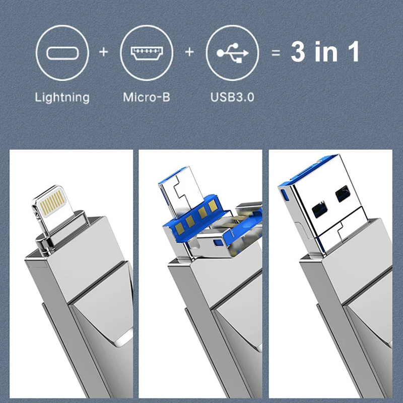 3 в 1 флеш-накопитель Lightning 32 ГБ 16 ГБ 8 ГБ 64 Гб 128 Гб карта памяти USB 3,0 USB флэш OTG Micro USB для iPhone lightning USB флэш-накопитель 3,0 для телефона ПК