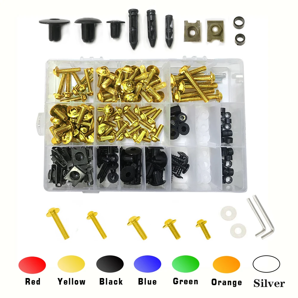 Motorcycle Full Fairing Bolts Kit Bodywork Screws Nut For Kawasaki Honda YAMAHA BMW SUZUKI Pit Dirt Bike Aprilia Ducati Uiversal, auto fasteners,motorcycle screws,motorcycle fasteners