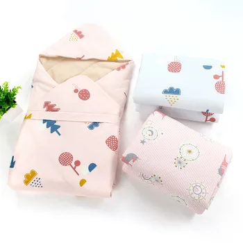 

Thickened Baby Windproof Swaddle Newborn Colour Cotton Wrapped Warm Soft Baby Blankets With Hooded Winter Envelope For Discharge