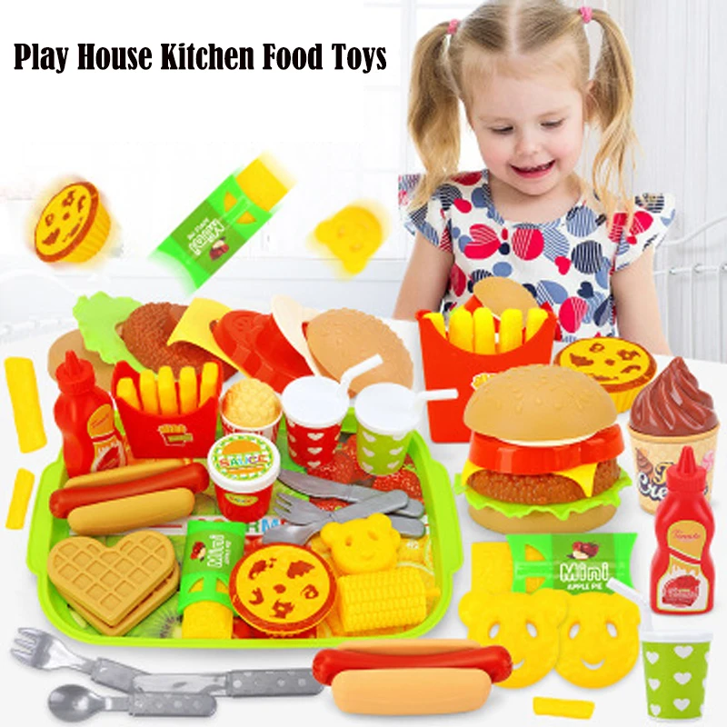 Set De Comida De Juguete – Hamburguesa, Perrito Caliente Y Accesorios De Cocina Para Niños De 3 Años