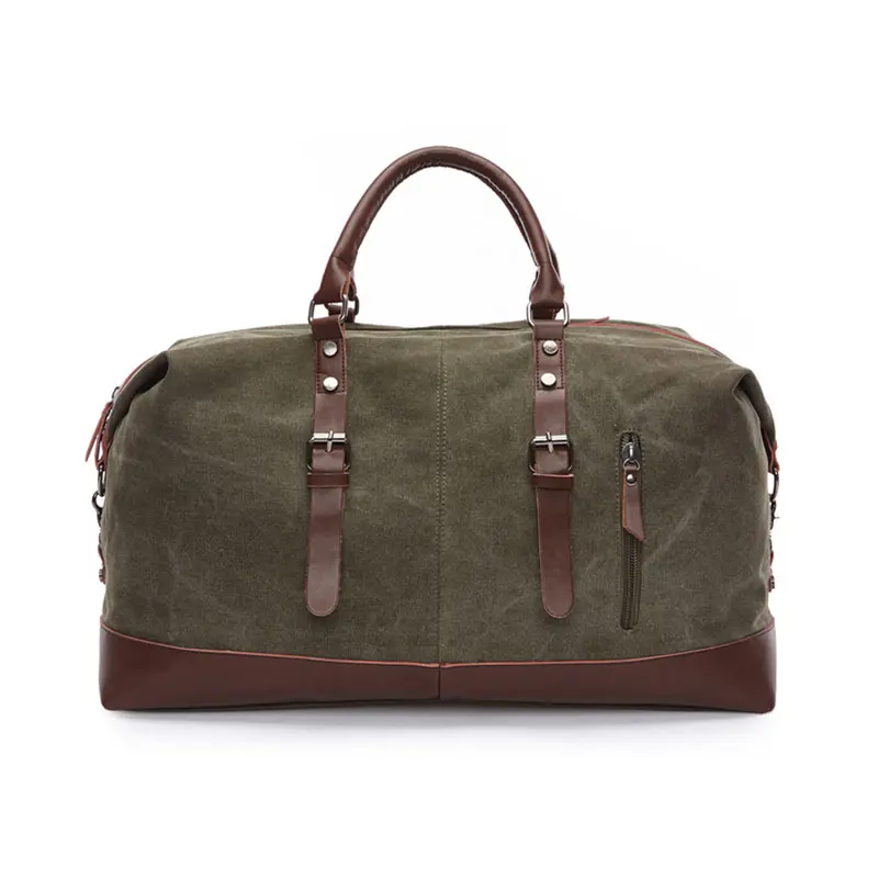 Холст Lederen Mannen Reistassen Handbagage Tas Mannen Plunjezakken Reizen Tote Grote Weekend сумка на ночь Mannelijke handtas - Цвет: Green-S