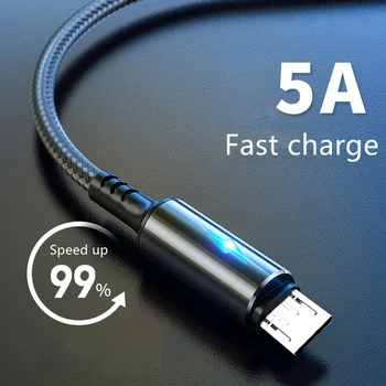Micro USB Cable 5A LED Fast Charging Micro Data Cord For Huawei Samsung Xiaomi Android Mobile Phone Accessories Charger Cables 1