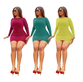 

Daily OWLPRINCESS 2020 Autumn Casual Solid Color Slim-Fit Long-Sleeved Dress