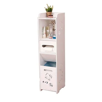 

Household Standing Toiletry Organizer Corner Shelf Waterproof PVC Rack with Tissue Holder for Bathroom Household Room Saver