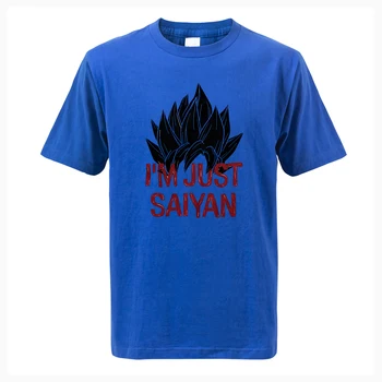 

Dragon Ball I'M Just Saiyan Print Mens Summer Short Sleeve T Shirt Streetwear Japan Anime High Quality Cotton Fashion Tops Tees