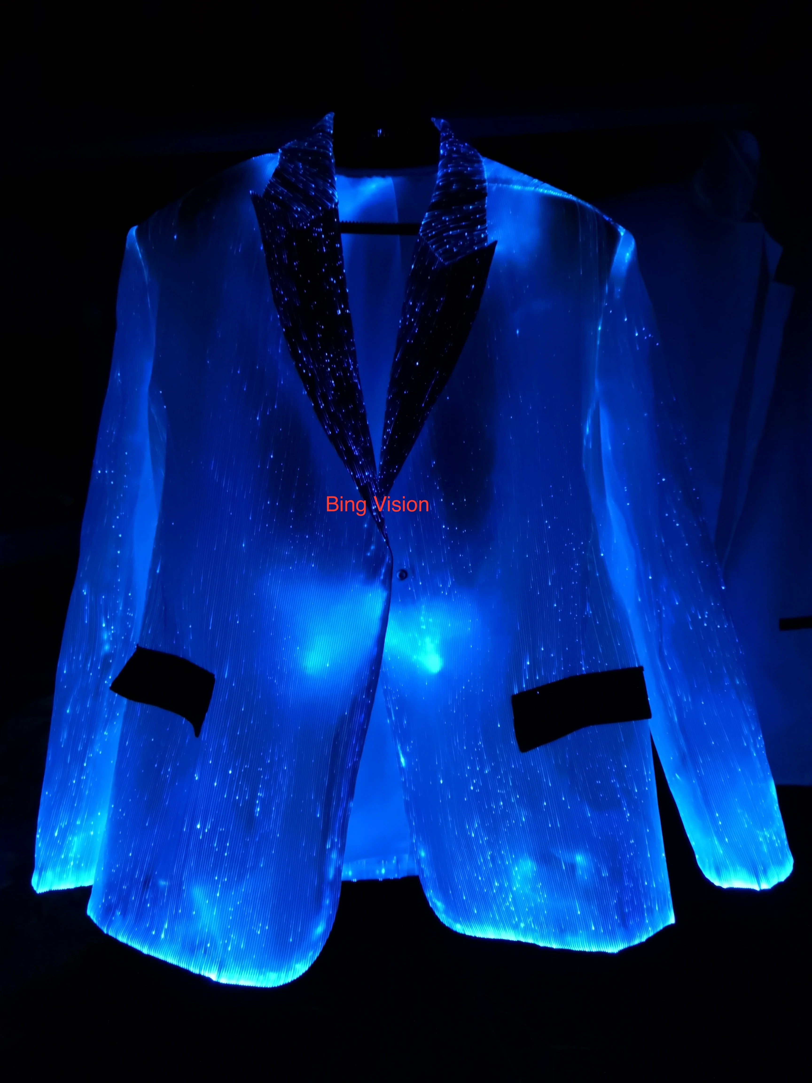 Fiber optic glowing suit jacket, luminous glowing jacket for glowing clothes,led suitStage