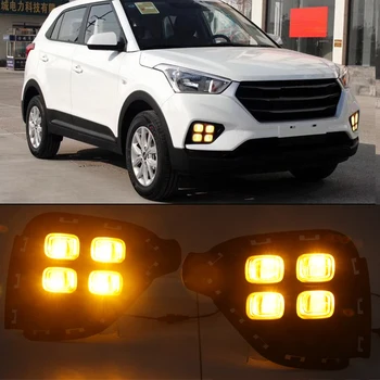

Super bright LED DRL White Daytime Running Light Yellow Turn Signal Light Fog Lamps For Hyundai Creta IX25 2017 2018