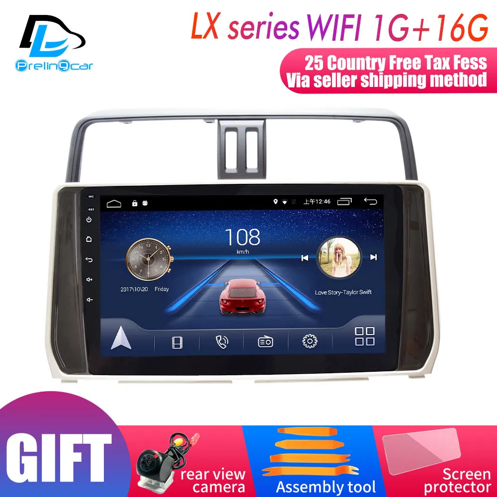 4G Lte Android 9,0 gps Мультимедийная навигационная система для Prado Land Cruiser- лет автомобильный dvd-плеер Подушка подголовник радио - Цвет: LX player 1G16G