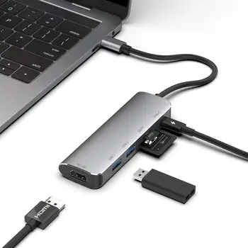 

USB Hub type-c multi-function dock station USB to USB 3.0 x 3 SD TF card reader + PD charger 4K HDMi Ugreen 30hz HUB to Multi 1A