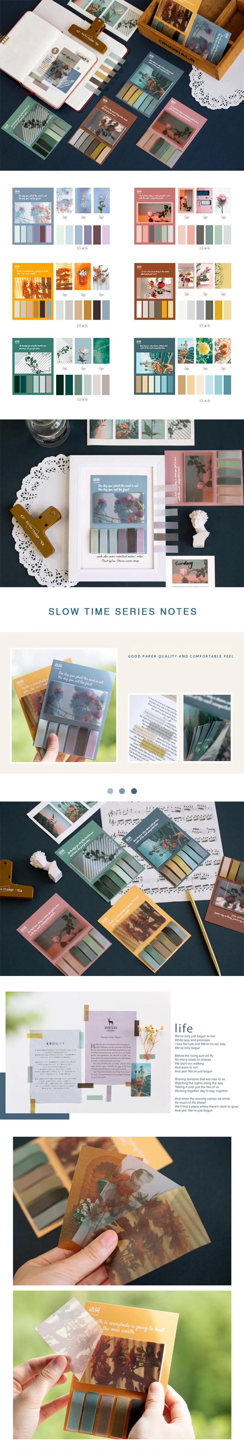 vintage slow time mini memo pad planner sticky note paper sticker kawaii stationery pepalaria office school supplies