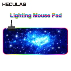 HECULAS светодиодное освещение RGB игровой коврик для мыши 80x30 см Большой размер резиновая База мягкий коврик для мыши анти-скольжение замок
