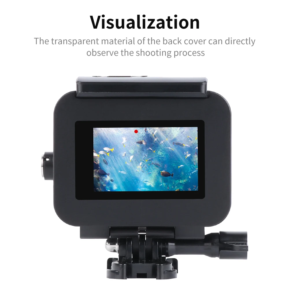Черный водонепроницаемый чехол для GoPro Hero 8 дайвинга с глубиной до 45 метров