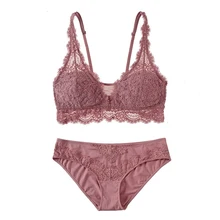 Сексуальный сетчатый бюстгальтер с вышивкой, кружевной комплект нижнего белья без камней, винтажный комплект нижнего белья с тонкой чашкой, беспроводной бюстгальтер для женщин