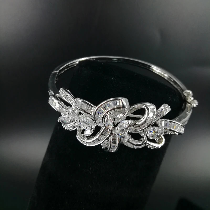 2019new модное Роскошное винтажное ожерелье с кристаллами из циркона браслет из серьги Свадебные невесты банкетные украшения для ужина Набор