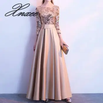 

A-Line Sequins Golden Dress Long Prom Party Dresses Women Elegant Robe