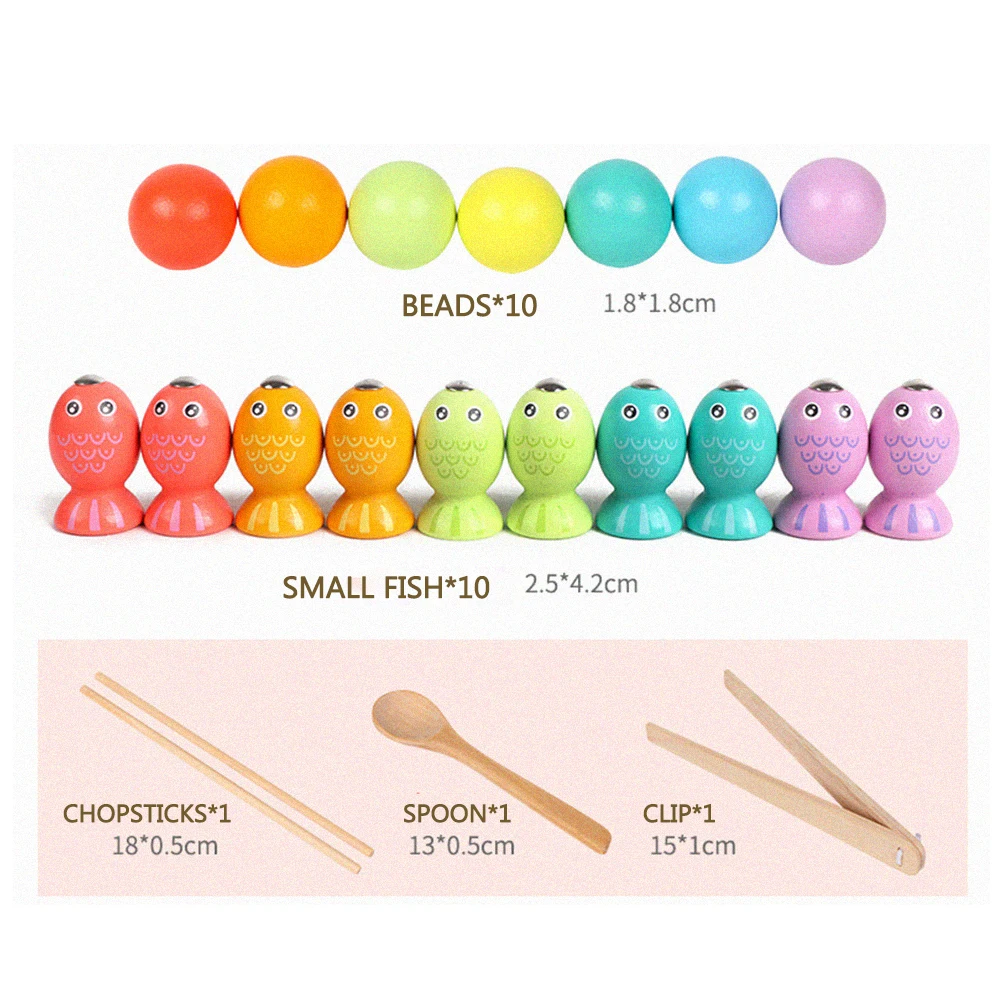 Kids Montessori Wooden Toys Hands Brain Training Clip Beads Chopsticks Beads Toys Early Educational Puzzle Board Math Game Toy