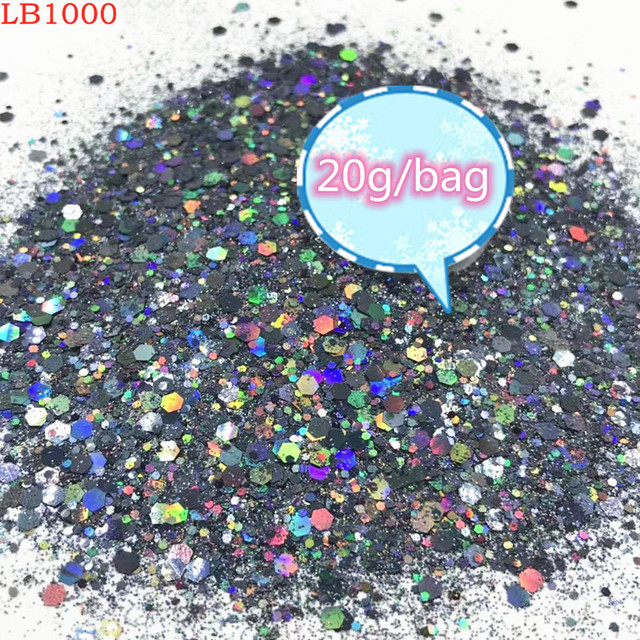 Laser Hexagon Holographic Chunky Glitter Nail Tips Glitter Powder Mermaid  Flakes Sparkly Glitter Resin Crystal mud