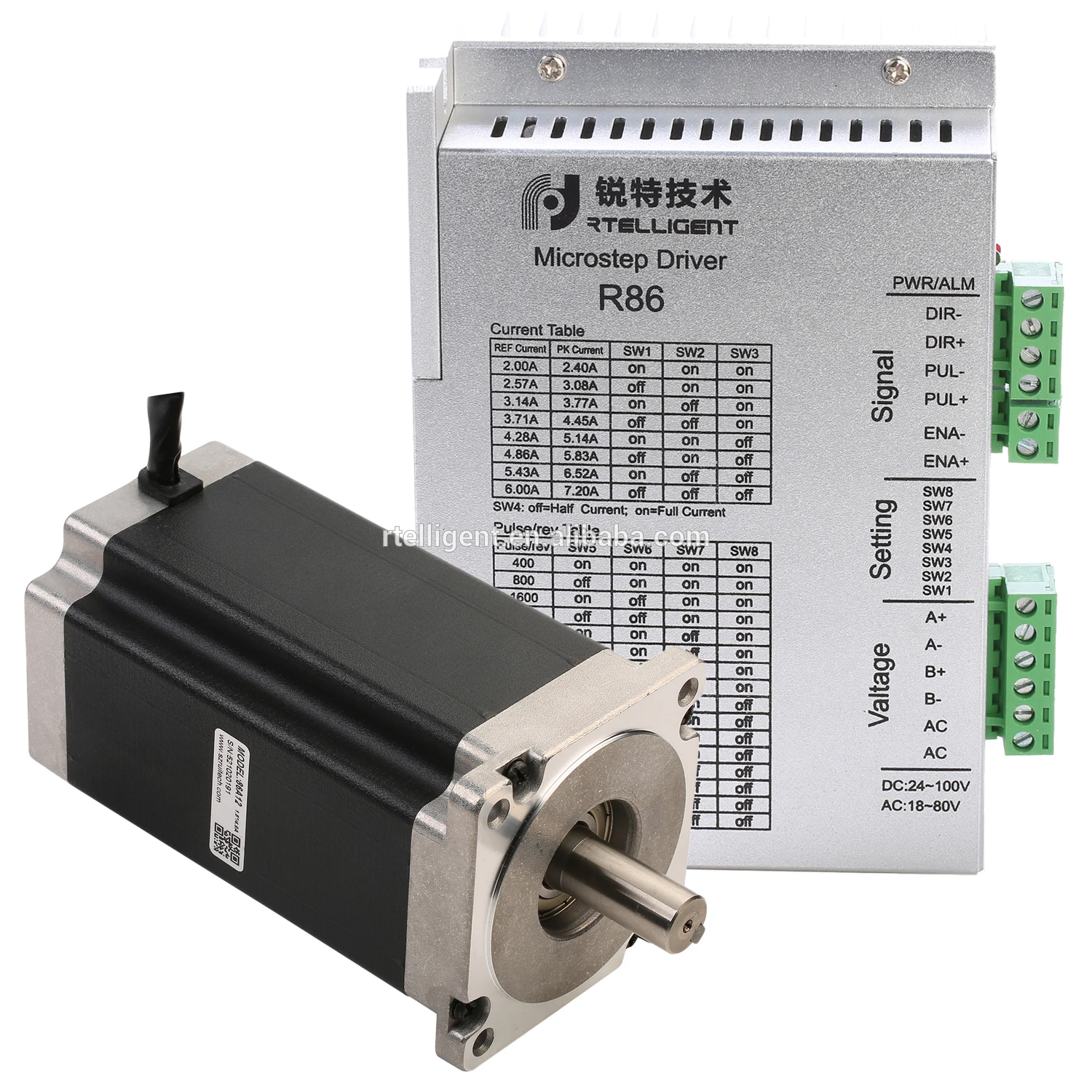 

R86 + 86A12 High Torque 12 Nm Current 6A Nema 34 CNC Stepper Motor with Driver Encoder Set