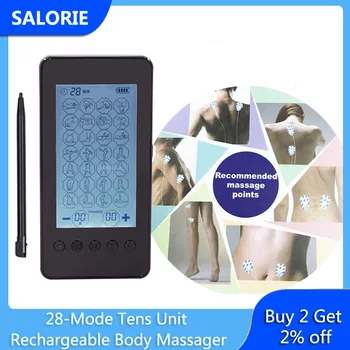 

28-Mode Tens Unit Rechargeable Body Massager Face Neck Massage Ems Therapy Machine Acupuncture Muscle Stimulator Pain Relief