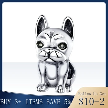 

Pandach French Bulldog Metal Beads for Women Original Silver Charm Bracelet 925 Sterling Silver European Fashion Jewelry 1306