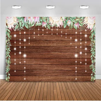 

Neoback Bridal Shower Backdrop for Photography Wedding Background Wood Wall Party Decoration Supplies Photo Shoot Studio Video