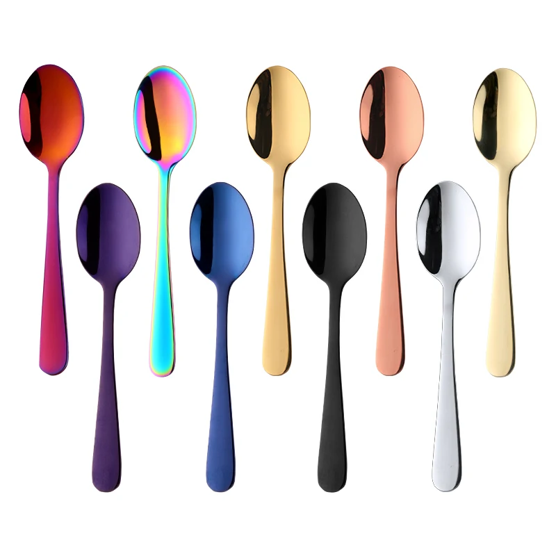

8 pcs Stainless Steel Tea Spoon Colorful Tableware Gold Spoon Vintage Coffee Spoon For Party Small Mini Gold Spoons Set