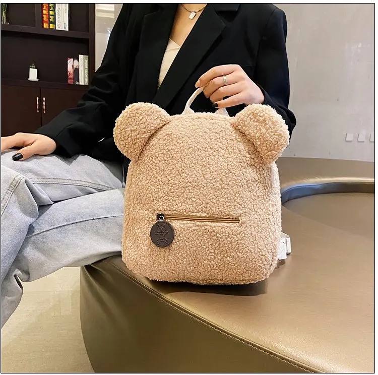 Personalised Embroidery Bear Backpack Embroidered Portable Children Travel Shopping Rucksack Women's Cute Bear Shoulder Backpack