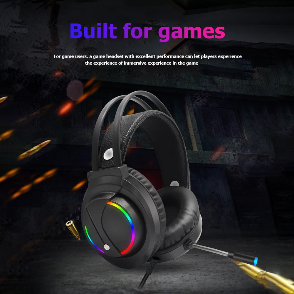 K1 RGB 7 1 Sound USB Wired Headset Over Ear Gaming Headphone w Microphone