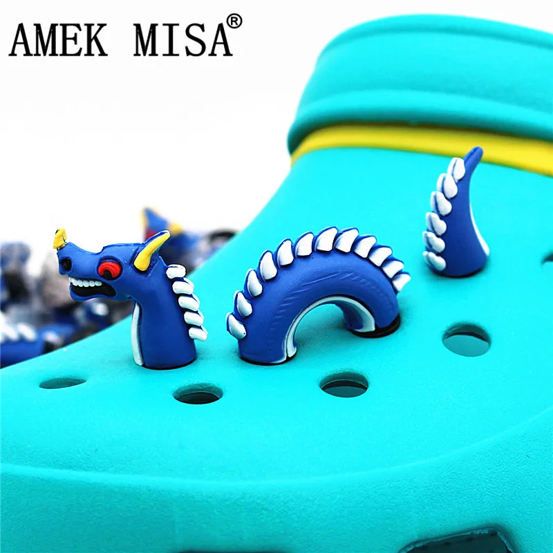 3D PVC Shoe Charms Similar to Jibbitz fits Crocs Blue Snake 3pcs 