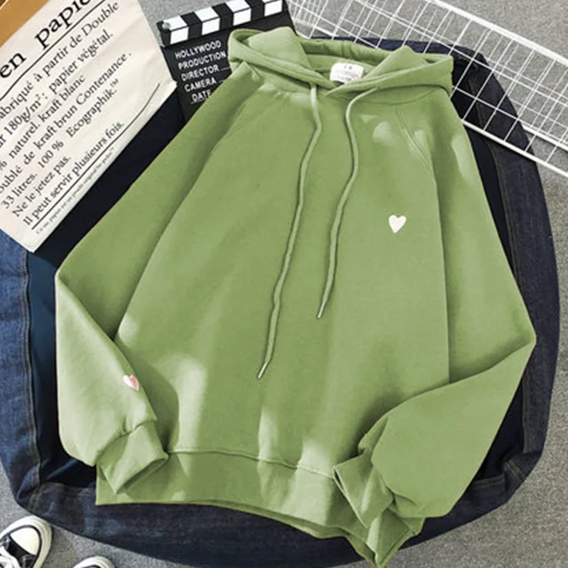 Толстовка Harajuku стиль свободная одежда Женская Куртка tide Толстовка Размер Уличная para спортивный костюм плюс бархат утолщение - Цвет: Green