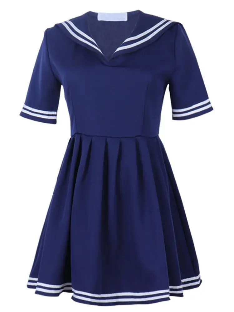 Летний симпатичный костюм школьницы в японском стиле, костюм матрос, школьная форма, одежда для студентов, костюм аниме для девочек, Костюм Моряка - Color: blue
