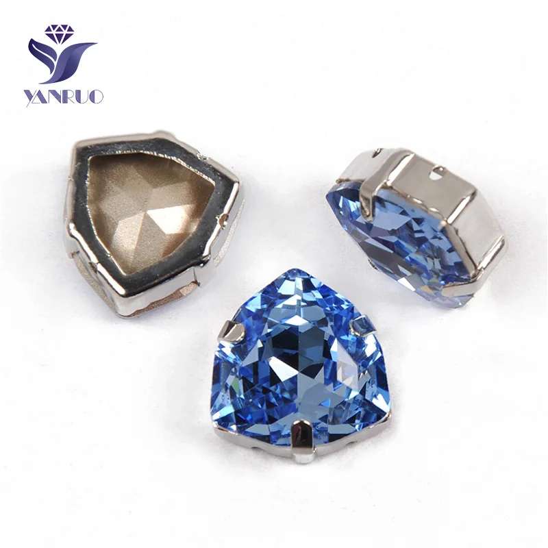 Light Sapphire Yanruo 4706 Trilliant Точка назад пришить стразы стеклянные стразы K9 DIY ювелирные изделия Необычные камни и кристаллы для украшения - Цвет: Light Sapphire