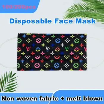 

100pcs /200pcs Face Mask Adult Disposable Mask Non Woven Mask Filter Mask Face Masks Elastic Earband Breathable Printed Mask