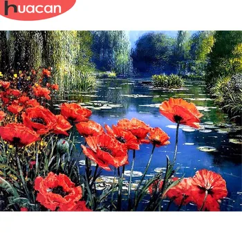 

HUACAN DIY Diamond Painting Poppy Cross Stitch Home Decor Picture Of Rhinestone Full Square Mosaic Diamond Embroidery Flowers