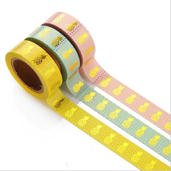 Gold Stamping Pineapple Foil Kawaii Washi Tape Scrapbooking Masking Tape Stickers Scrapbooking Washitape Washy Tape Sumikko2465