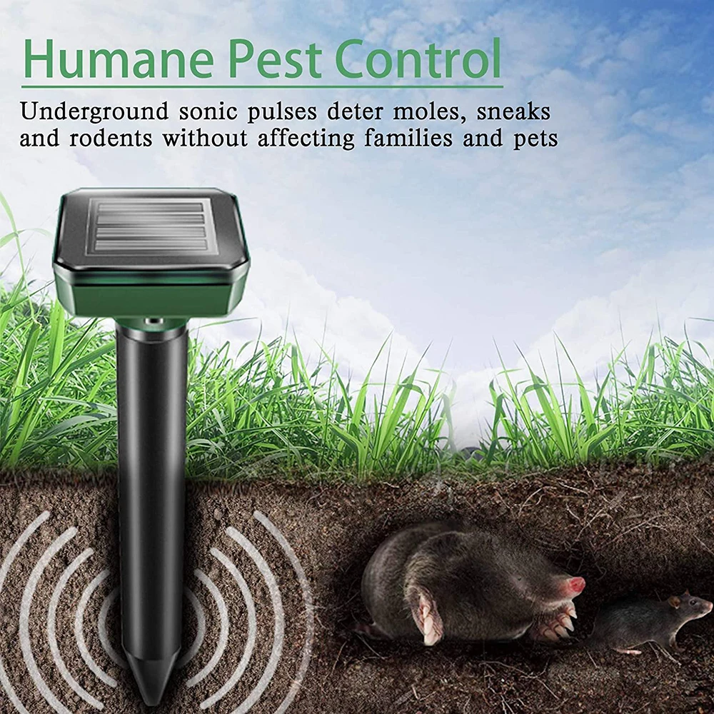 Solar Powered Ultrasonic Sonic Mouse Mole Pest Roditore Repellente Yard Snake Repeller Lampada Da Esterno Impermeabile Yard Garden