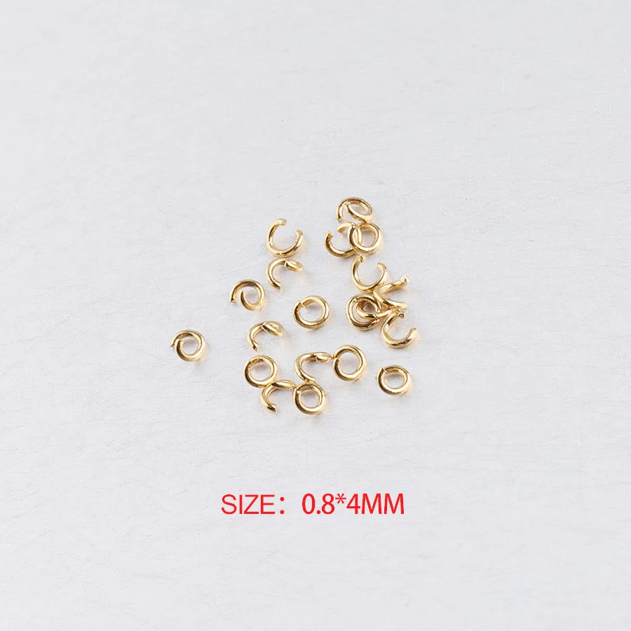 Fnixtar 0.5*3.5mm 0.6*4mm 0.8*4/5/6mm 1*/6/7mm 1.2*7mm PVD Gold Color Stainless Steel Open Jump Ring DIY Finding 100pcs/lot - Цвет: 0.8X4mm pvd gold