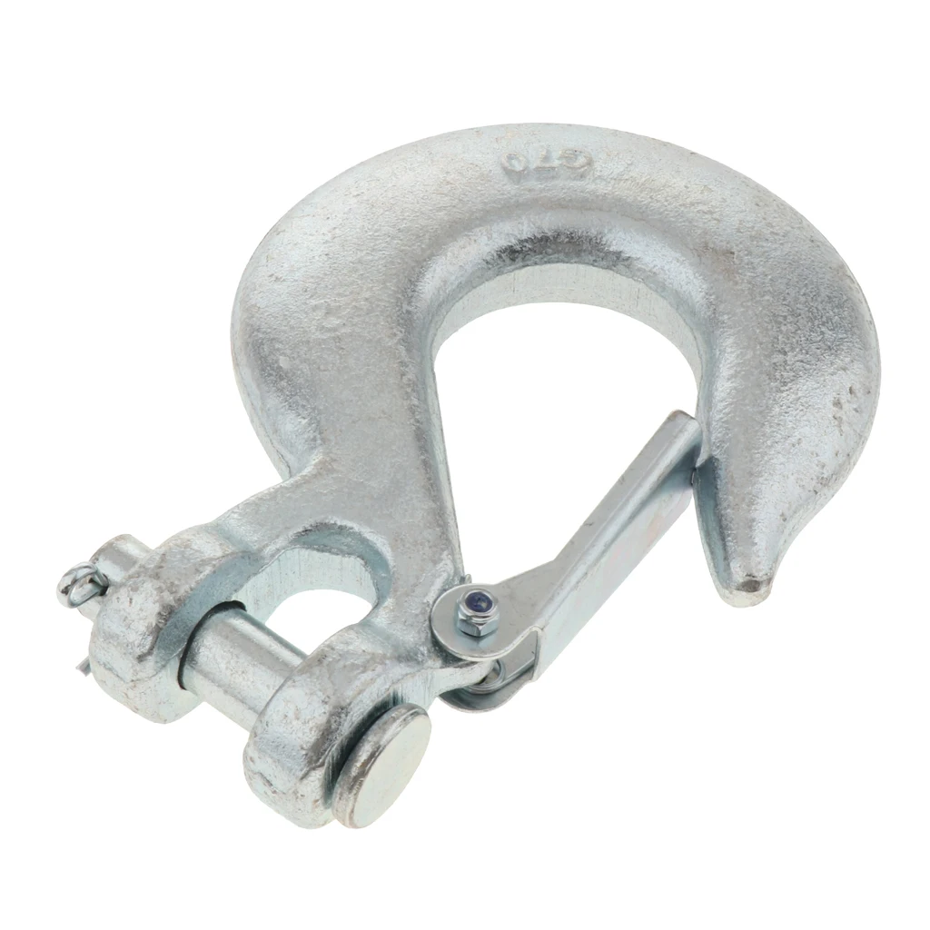 Grade 80 Drop Forged Alloy Steel Clevis Sling Hook with Latch, Painted Finish, 1/2 Inch Trade, 17000 lbs Working Load Limit