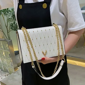 

2019 Mini Shoulder Bags Women Plaid Chain Small Square Bags Female Fashion Diamonds Crossbody Bags with PU Synthetic Leather