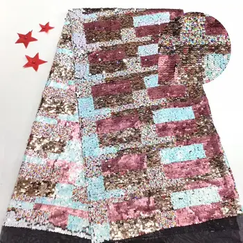 

French Net Champagne/Gold Sequins Lace Fabrics,High Quality African Tulle Lace Fabrics Sequins Wedding Nigeria lace