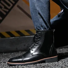 Мужские полуботинки «Bullock»; Ботинки martin с круглым носком; дышащие удобные ботинки из натуральной кожи на шнуровке; нескользящие ботинки на низком каблуке