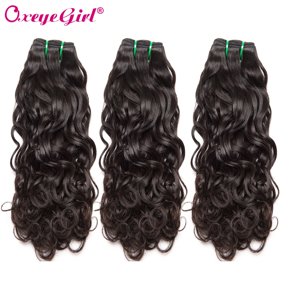 

Oxeye girl Peruvian Hair Bundles V- Water Wave Human Hair Bundles 10"-28" Non Remy Hair Weaves Natural Color 3 Bundle Deals