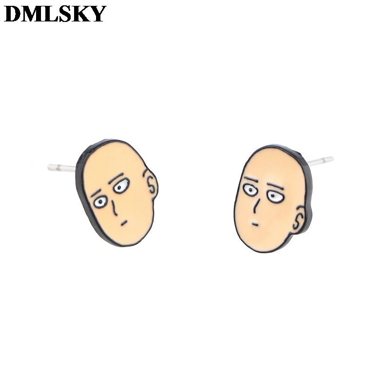 DMLSKY ONE PUNCH-MAN, Мультяшные серьги-гвоздики, забавные серьги, ювелирное изделие, не вызывает аллергию, серьги-гвоздики, подвеска для девочек, милый подарок M4034