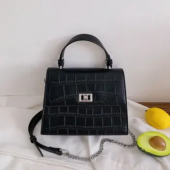 

Quality Leather Stone Pattern Crossbody Bags For Women 2020 Classic Solid Color Chains Shoulder Bag New Fashion Ladies Handbags