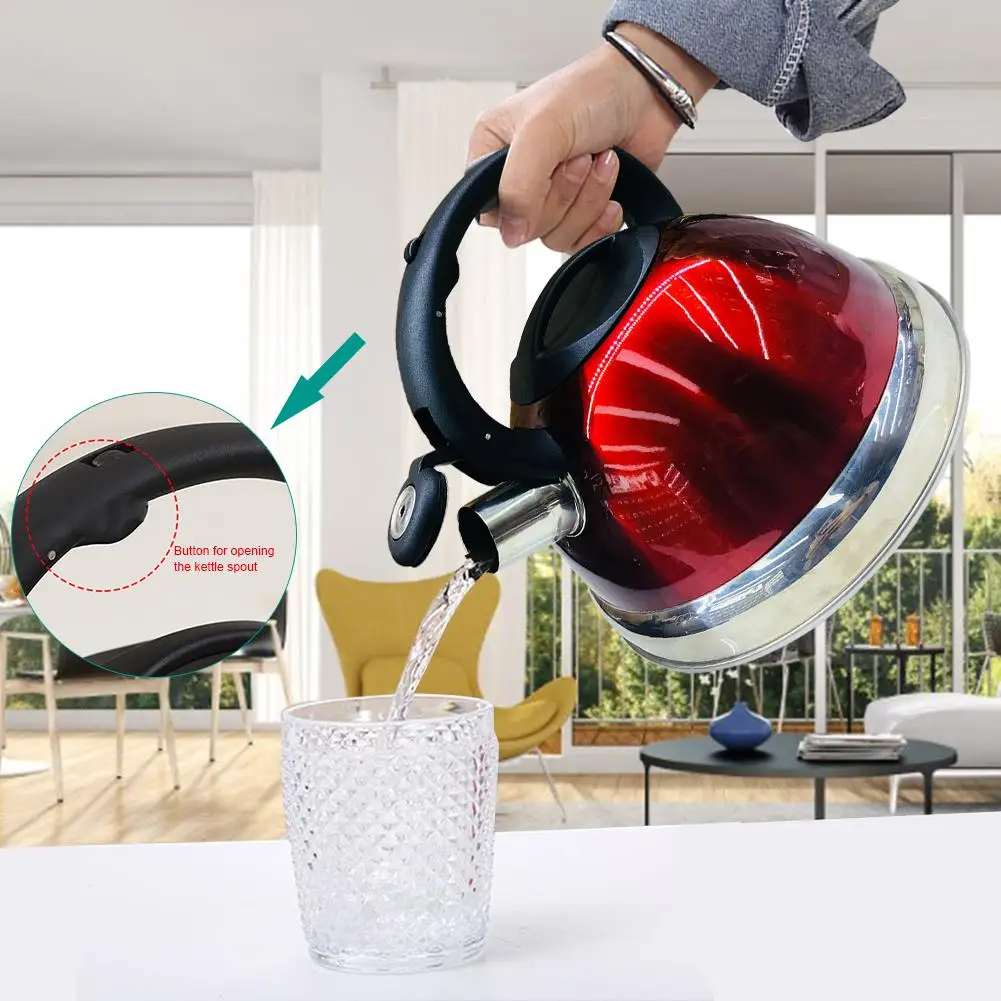

3L Stainless Steel Whistling Tea Kettle Food Grade Tea Pot with Heat-Proof Handle - Stovetop Suitable for All Heat Sources