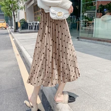 Genayua уличная бархатная Женская юбка с высокой талией А-силуэта, Зимняя юбка в горошек, элегантная Осенняя зимняя плиссированная юбка миди