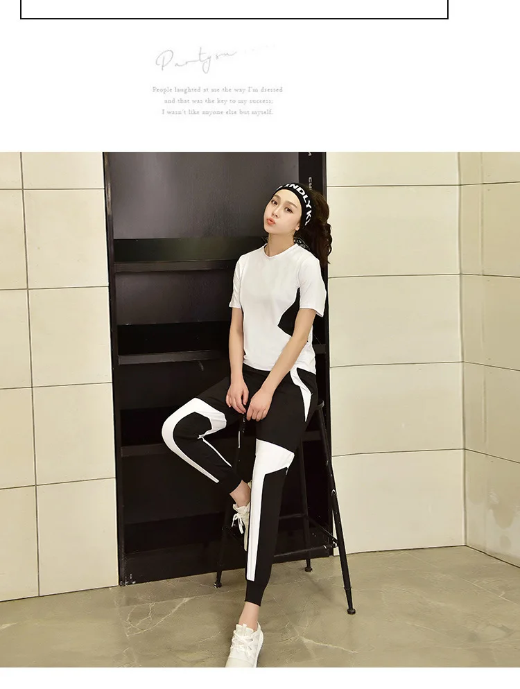 Spring And Summer New Style Sports WOMEN'S Suit Loose And Plus-sized Short Sleeve Gym Yoga Clothes Three-piece Set