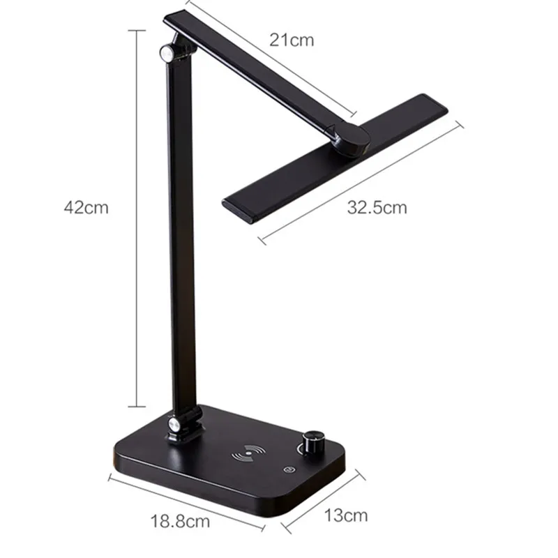 Klappbare LED-Augenschutz-Schreibtischlampe, kabelloses Aufladen, Aluminiumlegierung, stufenlos dimmbar, 3 Farbtemperaturen, USB-LED-Leselampe_voghion.com