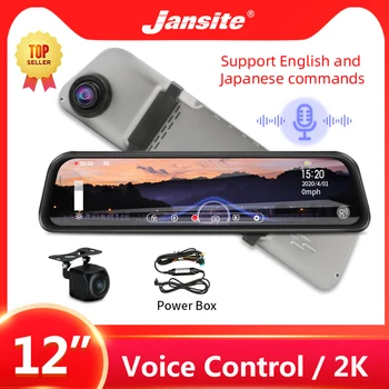 

Jansite 12 "car DVR dash cam right lens touch screen stream media two K Ultra HD voice control camera recorders with backup camera