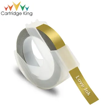 

1pcs 9MM white on gold Dymo 3D Plastic Embossing Tape for Embossing Label Maker PVC LABEL DYMO 1610 12965 1880 1540 Motex E101